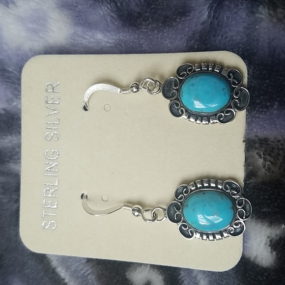 Turquoise earrings in Sterling Silver 925 - Picture 2 of 4